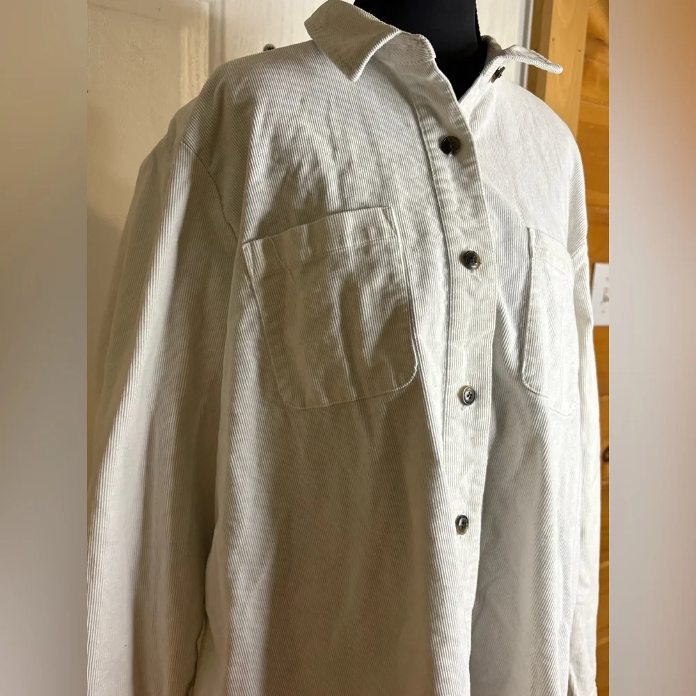 J.Crew Ivory Corduroy Button Down Shirt/Shacket Cotton w/ Pockets Size XL